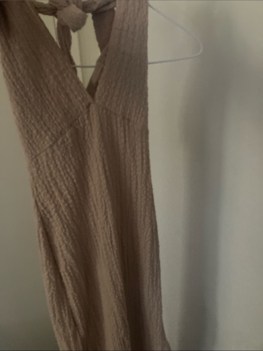 See You Monday Ribbed Halter Chemise in Beige